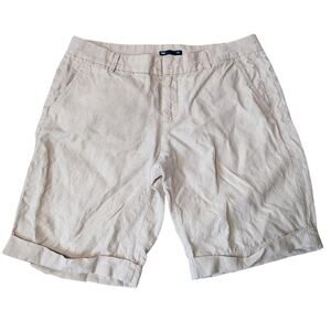 GAP Tailored Cuffed Linen Shorts Womens Size 4 Beige Tan Flat Front Summer Chino